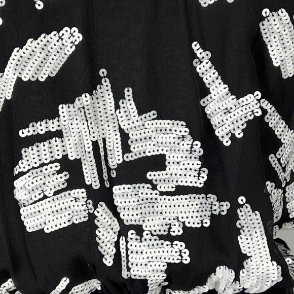 Malene Birger Silk Sequin Gown Maxi Cocktail Dress Black White size 36 US 6 - Picture 3 of 15
